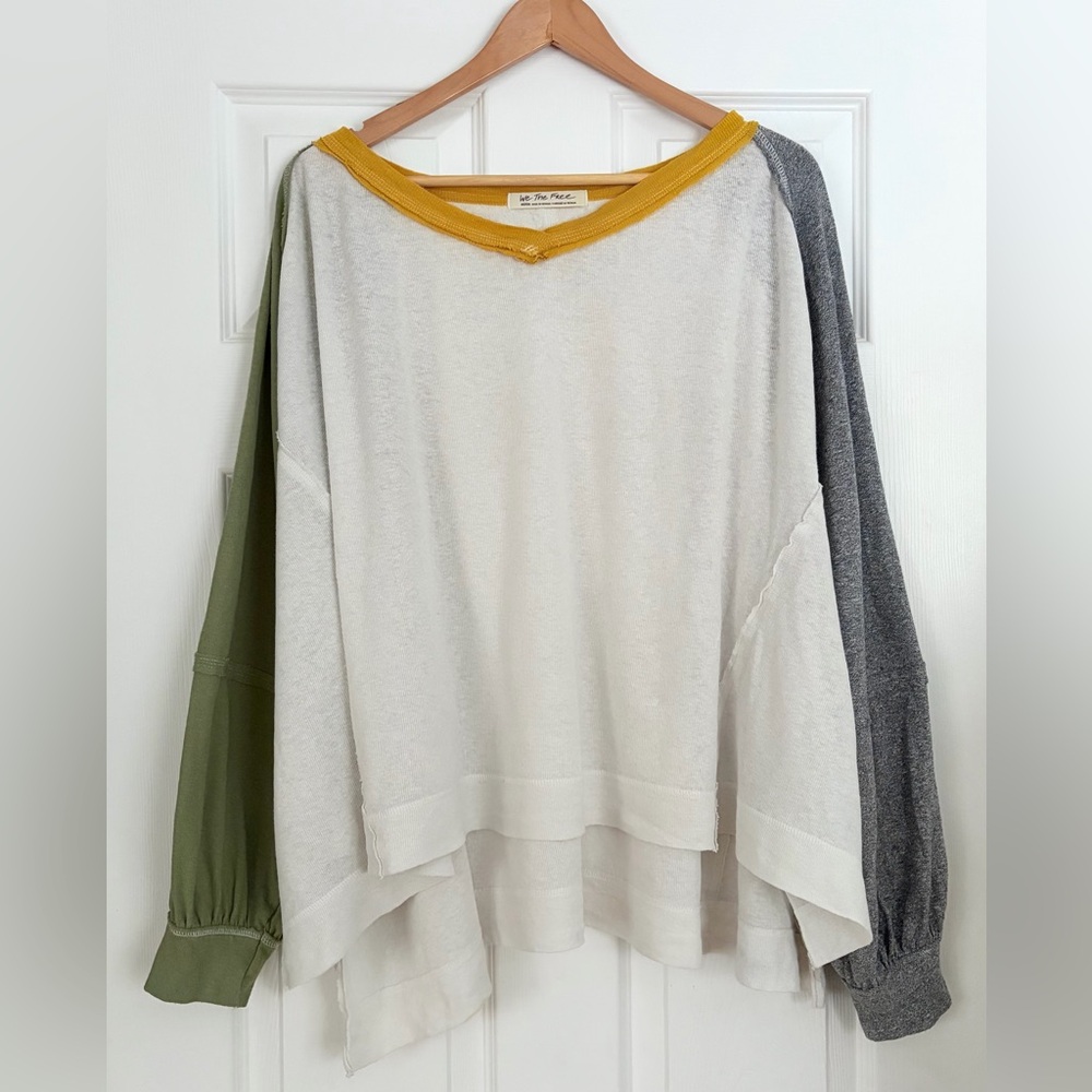 Free People We The Free Tri Color Tee Size M